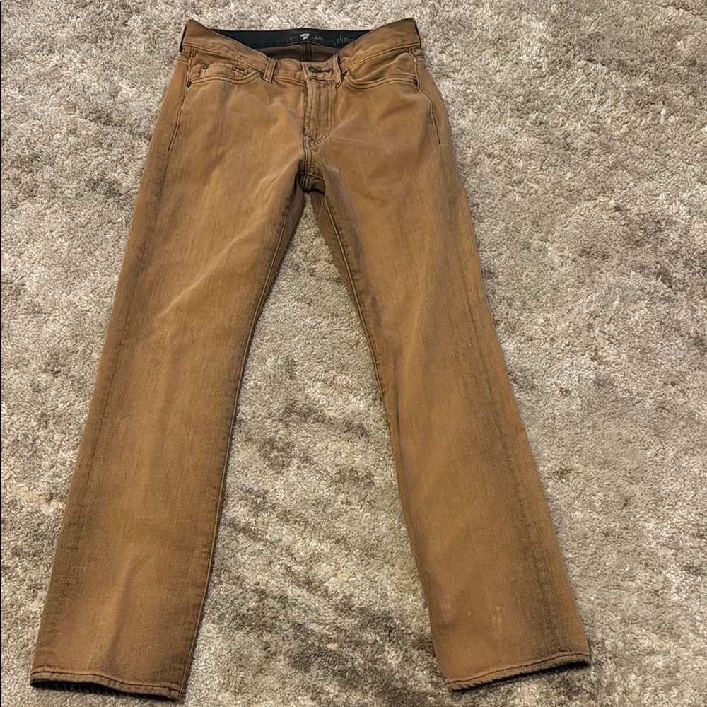 For All Mankind Jeans Mens 30 Orange Denim Cotton Blend Slimmy Pocket Made USA